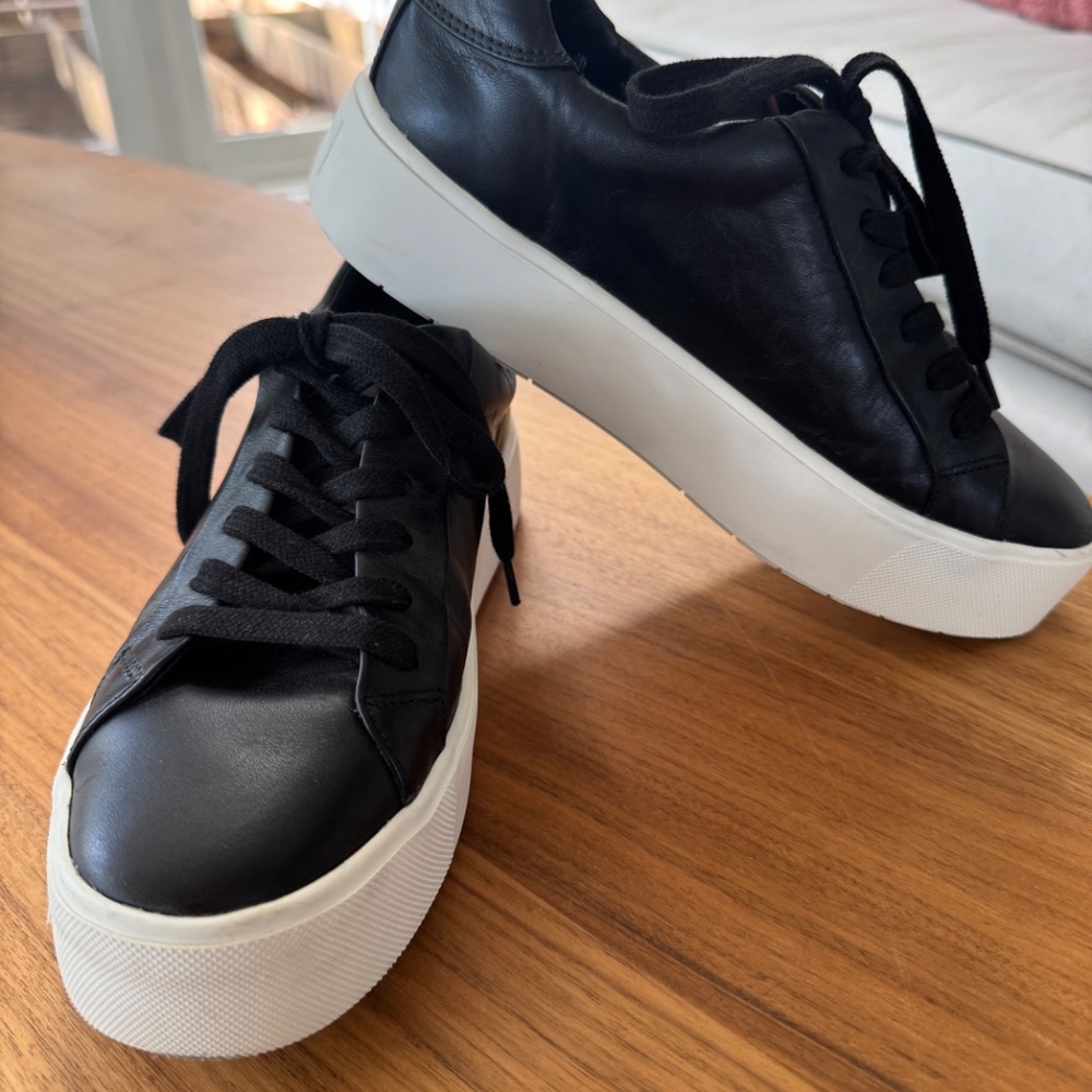 Woman's -Vince - Black Leather Benfield Leather Platform Sneaker (size - 6) - Picture 8 of 16